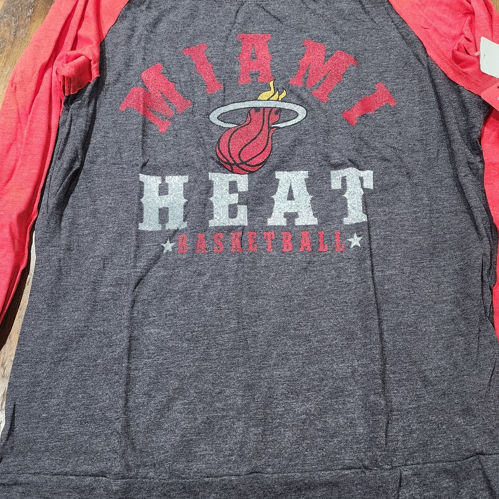 NBA Miami Heat Long Sleeve Tee - Red and Gray